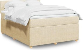 vidaXL Κρεβάτι Boxspring με Στρώμα Κρεμ 140x200 εκ. Υφασμάτινο