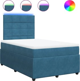 vidaXL Κρεβάτι Boxspring με Στρώμα Μπλε 120x200 εκ. Βελούδινο
