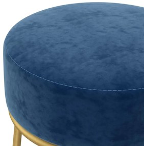 vidaXL Στρογγυλό Σκαμπό Hocker Μπλε Βελούδινο