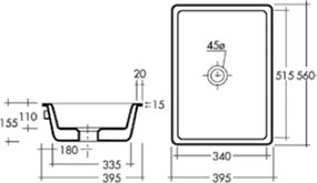 Scarabeo Gaia 8032 56x39,5 - Ένθετος νιπτήρας