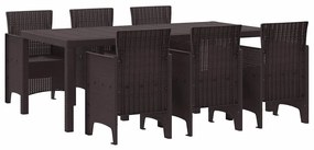 vidaXL Σέτ φαγητού για κήπο 7 pcs Καφέ Rattan Polt