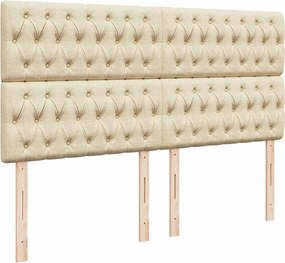 vidaXL Κρεβάτι Boxspring με Στρώμα Κρεμ 200x200 εκ. Υφασμάτινο