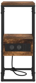 vidaXL Κομοδίνο Καπνιστή δρυς 41.5 x 26 x 60.5 εκ Επεξεργασμένο ξύλο