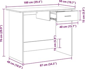 vidaXL Γραφείο Μαύρο 100 x 50 x 76 εκ. από Επεξ. Ξύλο