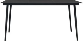 vidaXL Σετ Τραπεζαρίας Εξ. Χώρου 7 τεμ. Μαύρο Ατσάλι Βαμβακερό Σχοινί