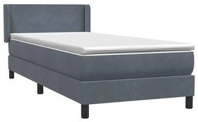 Κρεβάτι Boxspring με Στρώμα Σκούρο Γκρι 90x210 εκ. Βελούδινο - Γκρι