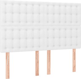 vidaXL Κρεβάτι Boxspring με Στρώμα Λευκό 140x200εκ.από Συνθετικό Δέρμα
