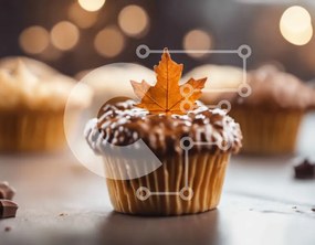 Intra Συλλεκτικό Ξύλινο Παζλ Plywood  4mm - Cupcake με φύλλα σφενδάμου με τσιπς σοκολάτας Σε Ξύλινο Κουτί - Διαστάσεις: 10x10 cm – 25 κομμάτια