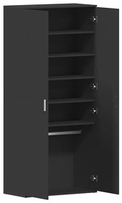 vidaXL Ντουλάπα Παπουτσιών Μαύρο 80 x 39 x 180 εκ Επεξεργασμένο ξύλο