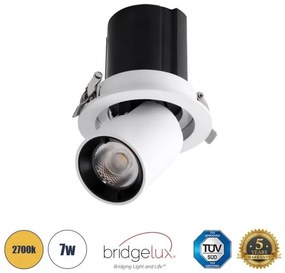 Χωνευτό Σποτ Downlight LED TrimLess 7W Λευκό-Μαύρο Θερμό 2700K VIRGO-S 60303 Globostar-60303-Λευκό 60303