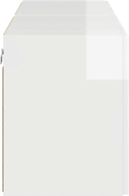 vidaXL Ντουλάπι Τηλεόρασης Τοίχου 2 pcs Υψηλής γυαλάδας λευκό