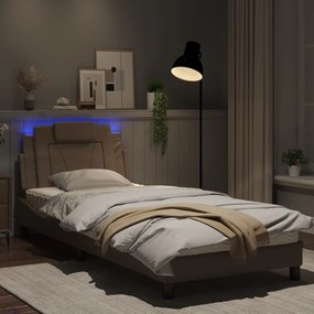 vidaXL Πλαίσιο Κρεβατιού με LED Καπουτσίνο 80x200 εκ. Συνθετικό Δέρμα