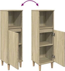 vidaXL Ντουλάπι Μπάνιου Sonoma Δρυς 30x30x100 εκ. Επεξεργασμένο Ξύλο