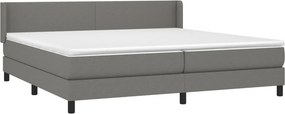 vidaXL Κρεβάτι Boxspring με Στρώμα Σκούρο Γκρι 200x200 εκ. Υφασμάτινο