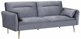 Καναπές κρεβάτι Mesa 497, Λειτουργία ύπνου, Γκρι, 211x87x81cm, Πόδια: Μέταλλο