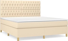 vidaXL Κρεβάτι Boxspring με Στρώμα Κρεμ 180x200 εκ. Υφασμάτινο
