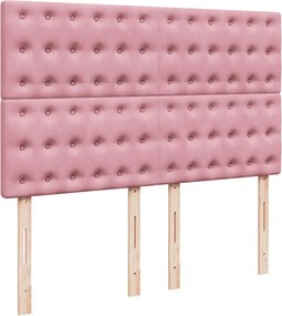 vidaXL Κρεβάτι Boxspring με Στρώμα Ροζ 160x200 εκ. Βελούδινο