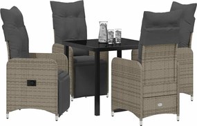 vidaXL Σέτ φαγητού για κήπο 5 pcs Μπεζ συνθετικό ρατάν