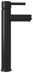 Νιπτήρας Μπάνιου με Βρύση&amp; Βαλβίδα Πατητή από Θωλό Ψημένο Γυαλί - Μαύρο