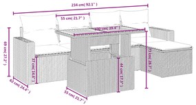 vidaXL Σετ Καναπέ Κήπου 6 τεμ. Μπεζ Συνθετικό Ρατάν με Μαξιλάρια