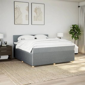 vidaXL Κρεβάτι Boxspring με Στρώμα Ανοιχτό Γκρι 180x200 εκ. Υφασμάτινο