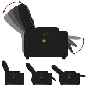 vidaXL Πολυθρόνα Μασάζ Ανακλινόμενη Ηλεκτρική Μαύρη Συνθετικό Δέρμα