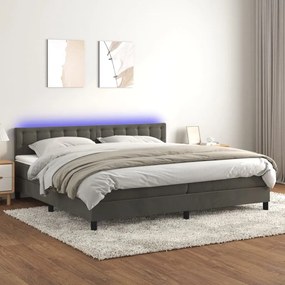 ΚΡΕΒΑΤΙ BOXSPRING ΜΕ ΣΤΡΩΜΑ &amp; LED ΣΚ. ΓΚΡΙ 200X200ΕΚ. ΒΕΛΟΥΔΙΝΟ 3134664