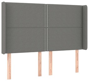 vidaXL Κρεβάτι Boxspring με Στρώμα &amp; LED Σκ.Γκρι 140x200 εκ Υφασμάτινο