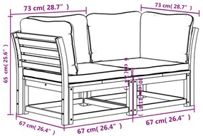 vidaXL Καναπές Κήπου Διθέσιος από Μασίφ Ξύλο Ακακίας με Μαξιλάρια