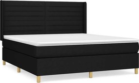 vidaXL Κρεβάτι Boxspring με Στρώμα Μαύρο 180x200 εκ. Υφασμάτινο