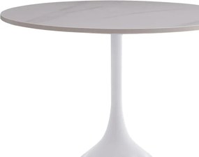 Βοηθητικό τραπέζι Kousien Inart λευκό sintered stone Φ50x60εκ