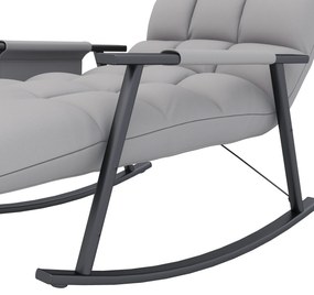 HOMCOM Πολυθρόνα-Κουνιστή, Ρυθμιζόμενη πλάτη &amp; υποπόδιο, Πλαϊνή τσέπη, Κάλυμμα μικροϊνών, Μεταλλικός σκελετός, Γκρι