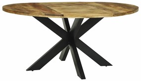 vidaXL Τραπεζαρία Μαύρη δρυς 160 x 160 x 76 cm ακατέργαστο ξύλο μάνγκο