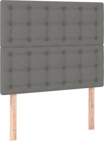 vidaXL Κρεβάτι Boxspring με Στρώμα &amp; LED Σκ.Γκρι 120x200 εκ Υφασμάτινο