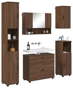 vidaXL Σετ Επίπλων Μπάνιου με ράφι 5 pcs Καφέ δρυς 30 x 35 x 192 εκ.
