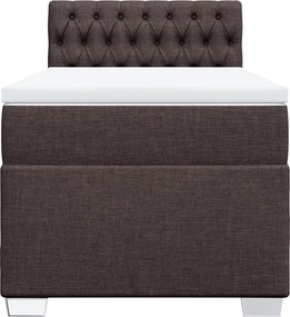 vidaXL Κρεβάτι Boxspring με Στρώμα Σκούρο Καφέ 90x200 εκ. Υφασμάτινο