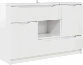 vidaXL Πλαϊνό γραφείο με συρτάρι Υψηλής γυαλάδας λευκό 100 x 30 x 65,6