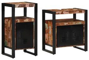 vidaXL Σετ Επίπλων Μπάνιου με πόρτα 2 pcs Καφέ Μασίφ ανακυκλωμένο ξύλο