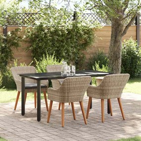 vidaXL Σετ τραπεζαρίας 5 pcs Ανοιχτό γκρι Πολυ ράταν