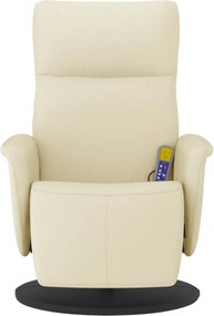 vidaXL Πολυθρόνα Μασάζ Ανακλινόμενη με Υποπόδιο Κρεμ από Συνθ. Δέρμα