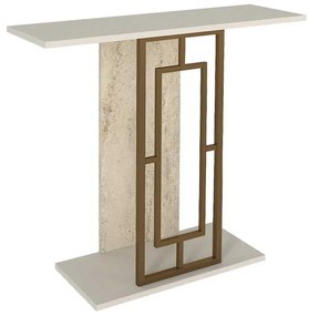 Κονσόλα Alderas Megapap χρώμα λευκό - travertine - χρυσό 90x29,6x76,8εκ.