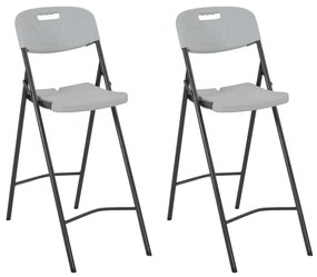 Καρέκλες Μπαρ Πτυσσόμενες 2 τεμ. Λευκές από HDPE / Ατσάλι - Λευκό