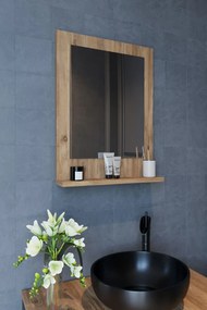 Stewehome Καθρέφτης Μπάνιου με Ράφι Ξύλου Δρυός 45x10x60 cm