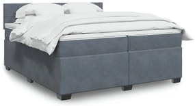 vidaXL Κρεβάτι Boxspring με Στρώμα Σκούρο Γκρι 200x200 εκ. Βελούδινο