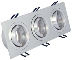 Σποτ Χωνευτό Τριπλό VK/03014G/3/AL 25,5x9,3x2,8cm 3xGU10 35W Silver VKLed Ορθογώνιο