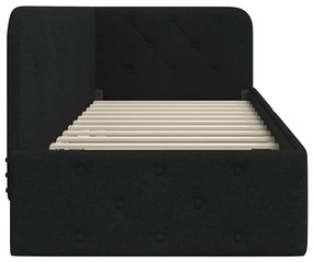 vidaXL Κρεβάτι Γωνίας Μαύρο 80 x 200 cm ύφασμα