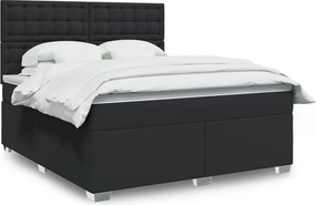 vidaXL Κρεβάτι Boxspring με Στρώμα Μαύρο 180x200εκ.από Συνθετικό Δέρμα