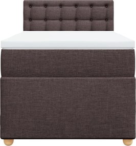 vidaXL Κρεβάτι Boxspring με Στρώμα Σκούρο Καφέ 80x200 εκ. Υφασμάτινο