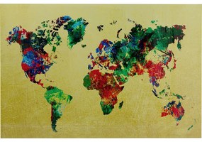 Γυάλινος Πίνακας Πολύχρωμος Παγκόσμιος Χάρτης  150x0.4x100εκ