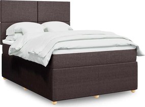 vidaXL Κρεβάτι Boxspring με Στρώμα Σκούρο Καφέ 160x200 εκ Υφασμάτινο